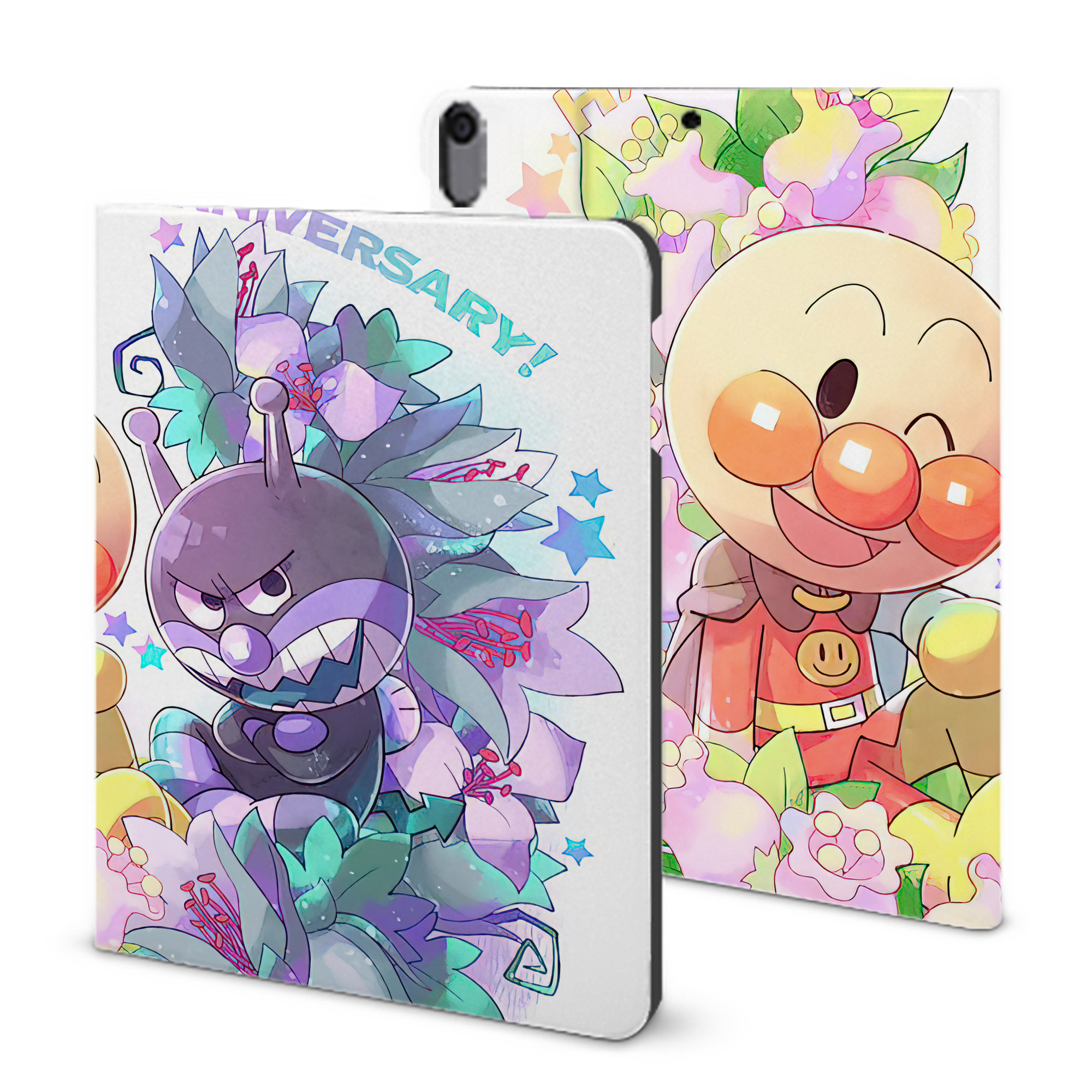 （画像用） アンパンマン Anpanman IPad ケース ブック型 PUレザー TPU 耐衝撃 軽量 薄型 ペン収納なし 全面保護 IPad 各モデル対応
